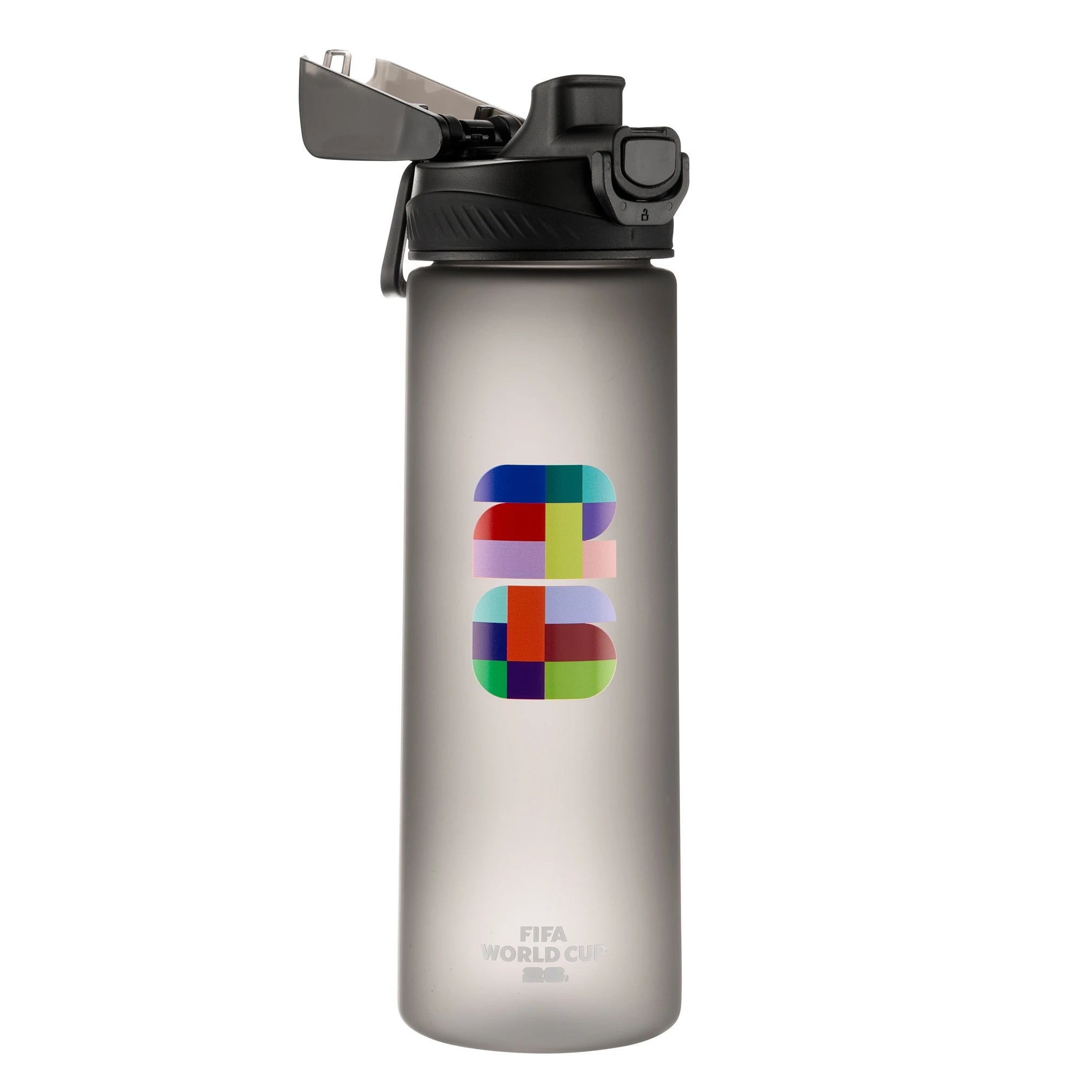 Collection of Water bottle with colourful logo and 'FIFA World Cup' text on a white background in a gallery layout